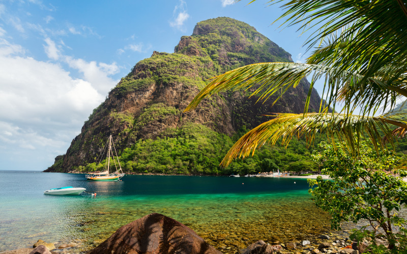 saint lucia pitons mountain and beach caribbean