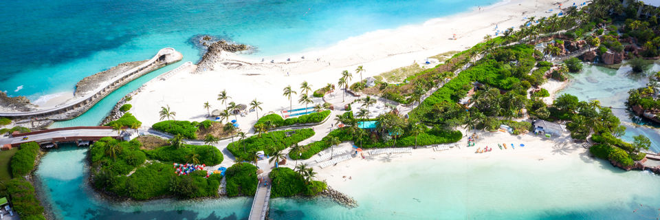 beach and lagoon at nassau bahamas