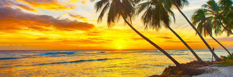 sunset over Barbados beach